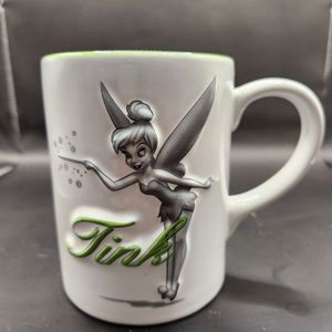 Disney Tinkerbell/Tink White, Green & Gray Ceramic Coffee/Tea Mug 16 oz.
